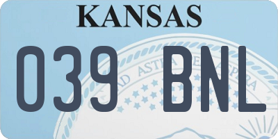 KS license plate 039BNL