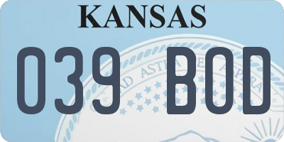 KS license plate 039BOD