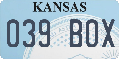 KS license plate 039BOX