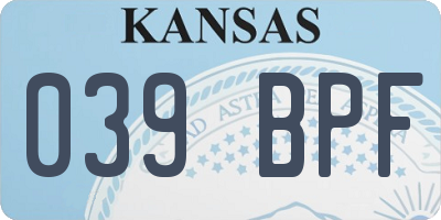 KS license plate 039BPF