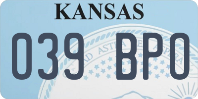 KS license plate 039BPO
