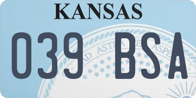 KS license plate 039BSA