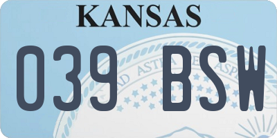 KS license plate 039BSW