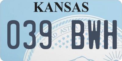 KS license plate 039BWH