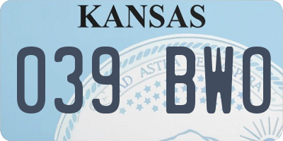 KS license plate 039BWO
