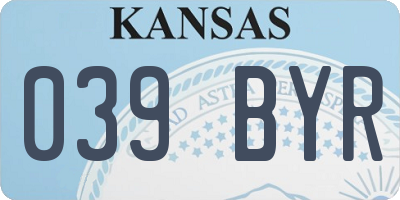 KS license plate 039BYR