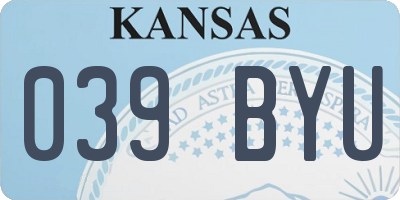 KS license plate 039BYU