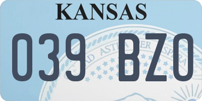 KS license plate 039BZO