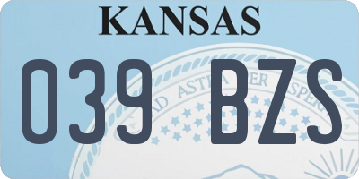 KS license plate 039BZS