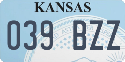 KS license plate 039BZZ