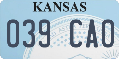 KS license plate 039CAO