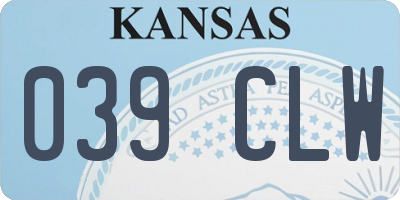 KS license plate 039CLW