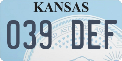 KS license plate 039DEF