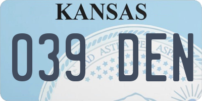 KS license plate 039DEN