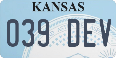 KS license plate 039DEV
