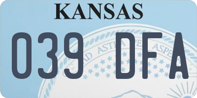KS license plate 039DFA