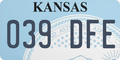 KS license plate 039DFE