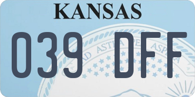 KS license plate 039DFF