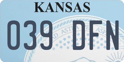 KS license plate 039DFN
