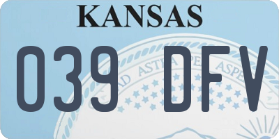 KS license plate 039DFV
