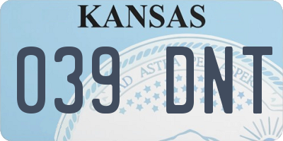 KS license plate 039DNT