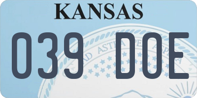 KS license plate 039DOE