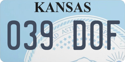 KS license plate 039DOF