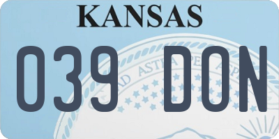 KS license plate 039DON
