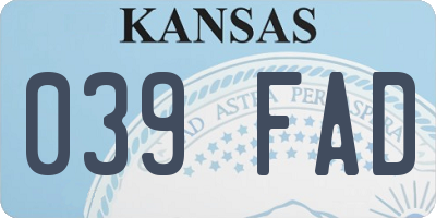KS license plate 039FAD