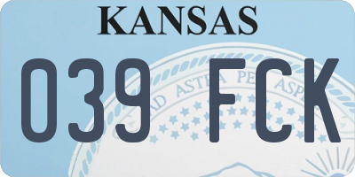 KS license plate 039FCK