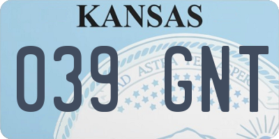 KS license plate 039GNT