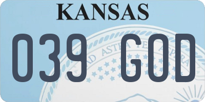 KS license plate 039GOD