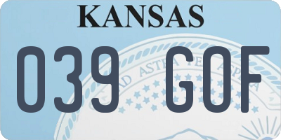 KS license plate 039GOF