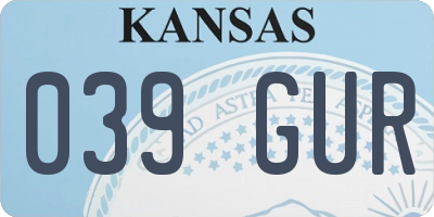 KS license plate 039GUR