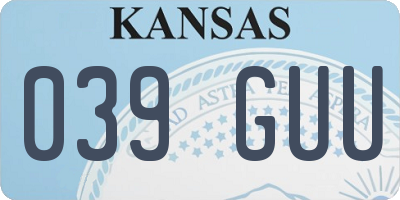 KS license plate 039GUU