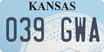 KS license plate 039GWA