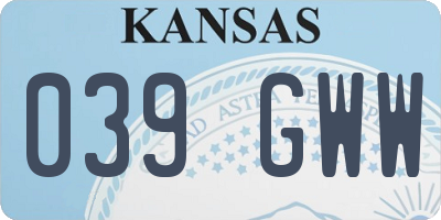 KS license plate 039GWW