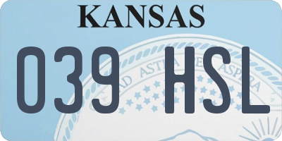 KS license plate 039HSL