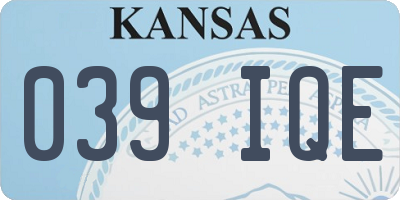 KS license plate 039IQE