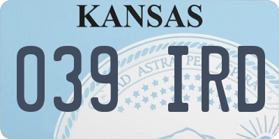 KS license plate 039IRD