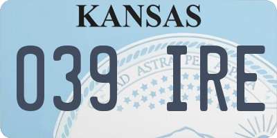 KS license plate 039IRE
