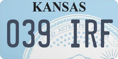 KS license plate 039IRF