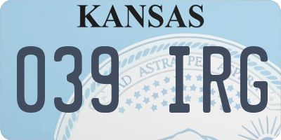 KS license plate 039IRG