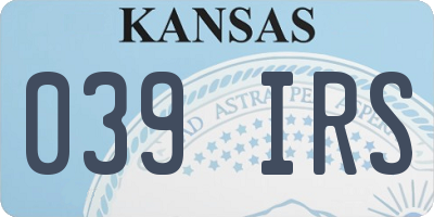 KS license plate 039IRS