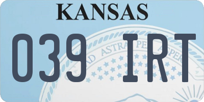 KS license plate 039IRT