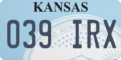 KS license plate 039IRX