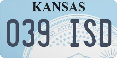 KS license plate 039ISD