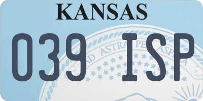 KS license plate 039ISP