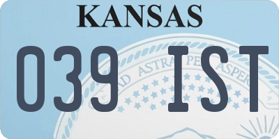 KS license plate 039IST