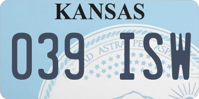 KS license plate 039ISW